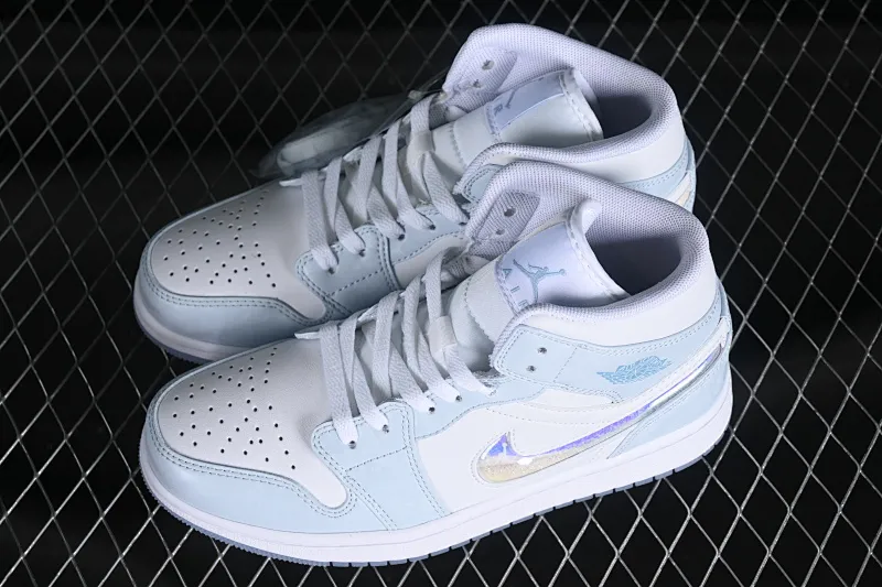 All categories Air Jordan Jordan series basketball shoes Air Jordan 1 Mid Z version Air Jordan 1 Mid GS "Glitter Swoosh" AJ1 Joe 1 ice blue crystal Zhongbang basketball shoes FQ9117-400